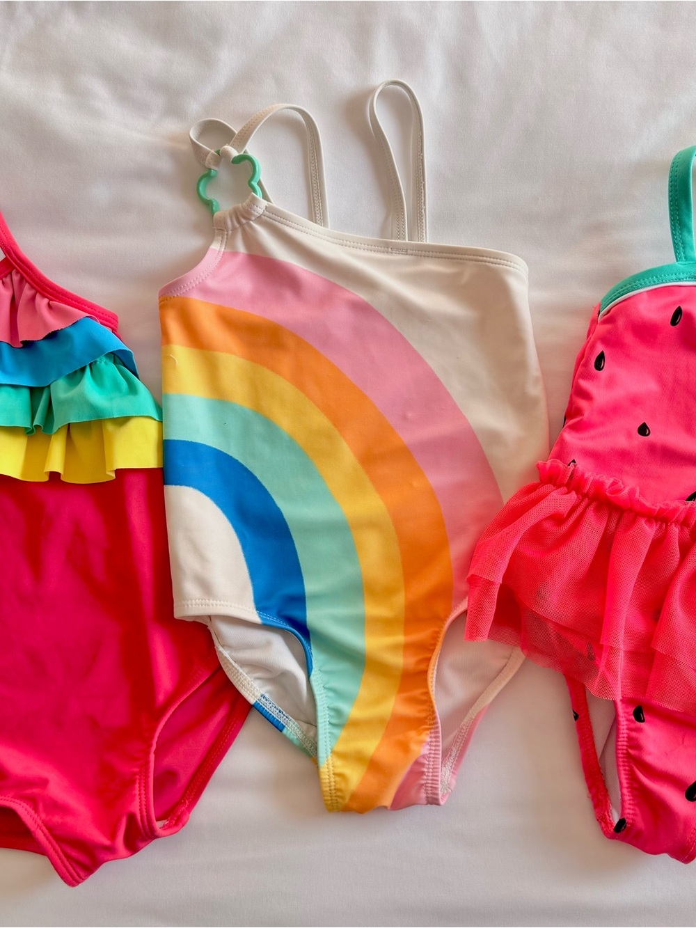 2t / 24m toddler girl swimsuit bundle rainbows watermelon one-piece swim